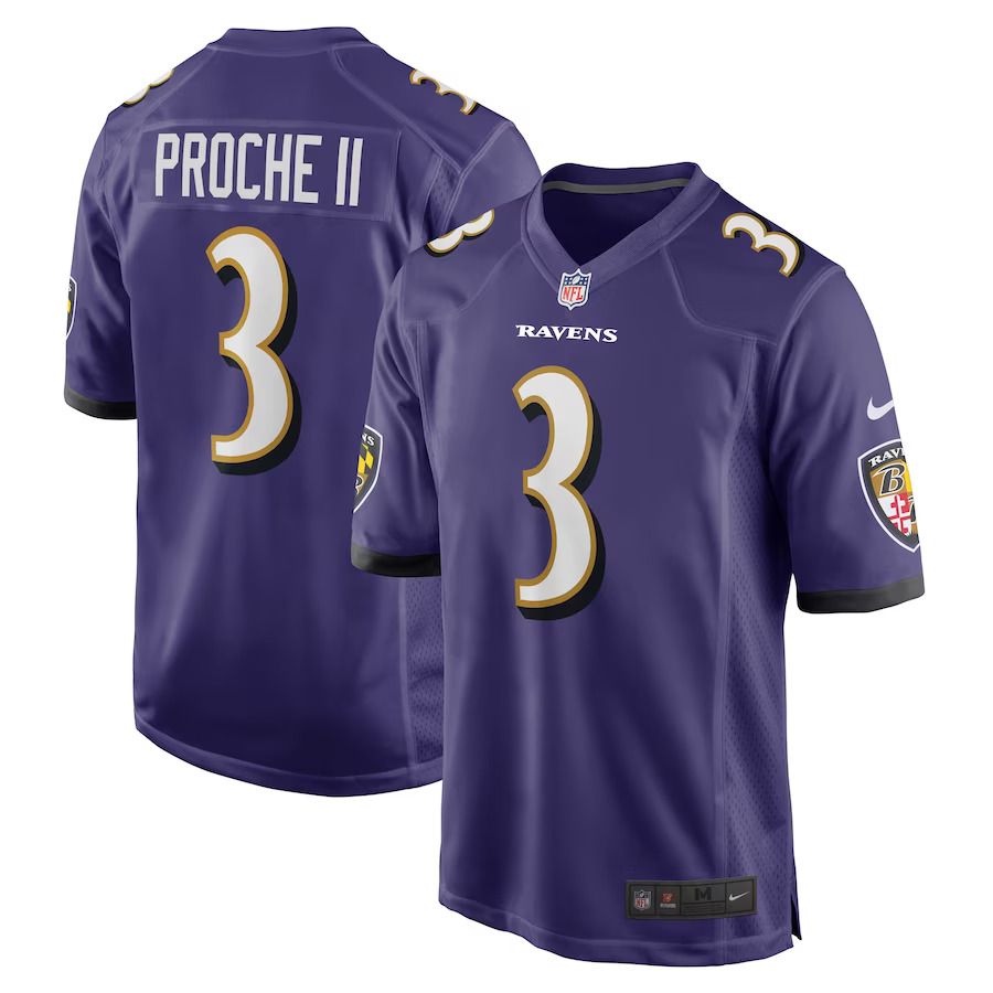 Men Baltimore Ravens #3 James Proche II Nike Purple Team Game Player NFL Jersey
